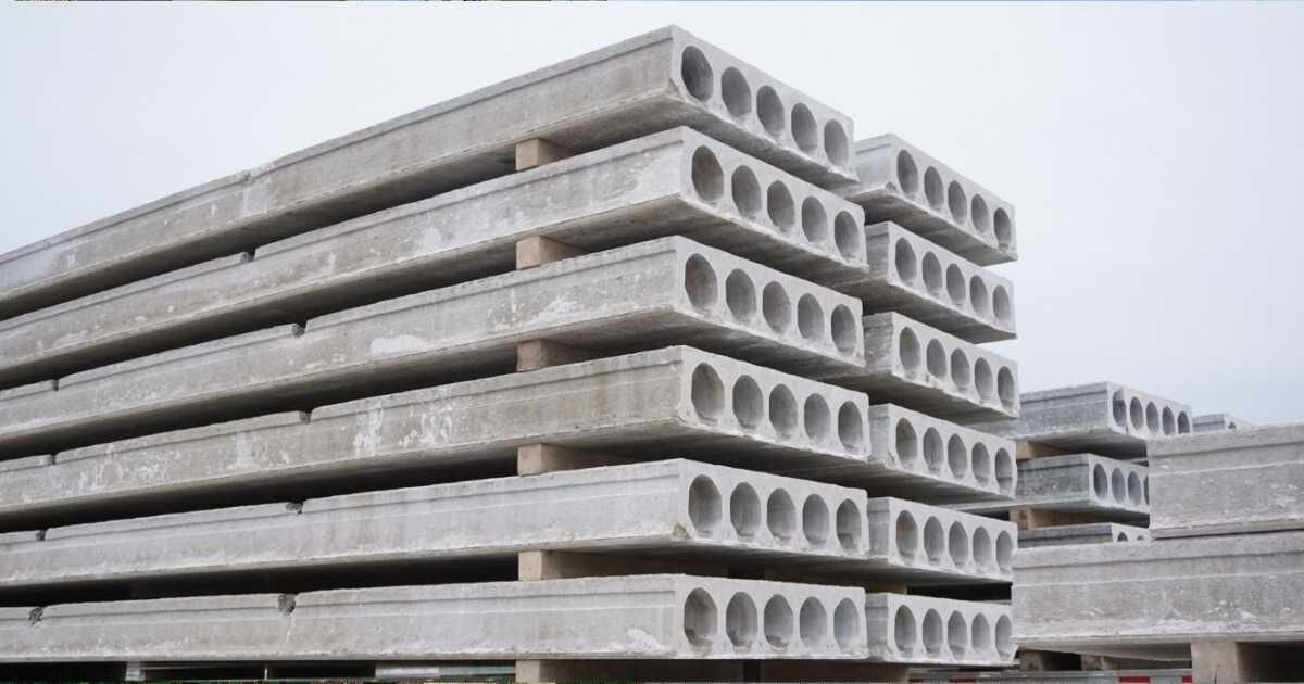 stacks and rows of concrete slabs 